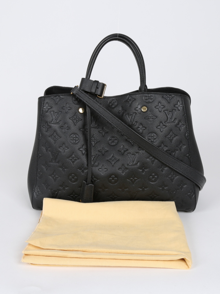 LOUIS VUITTON Monogram Empreinte Montaigne GM Noir Black Shoulder Bag