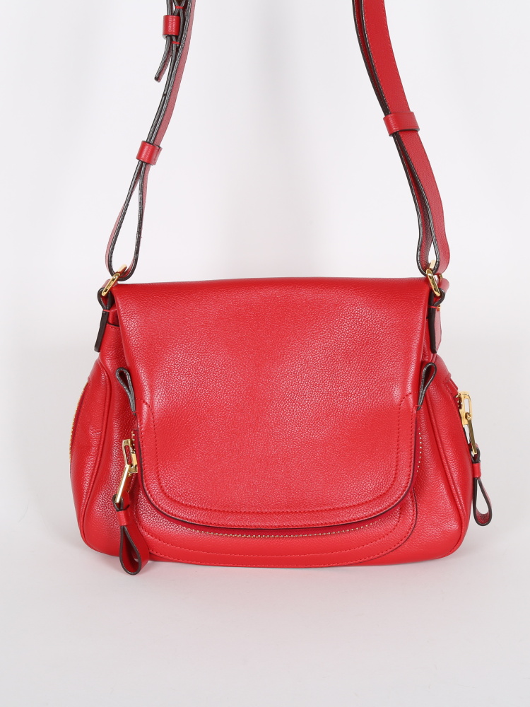 Tom Ford Jennifer Medium Red Leather Shoulder Bag www.luxurybags