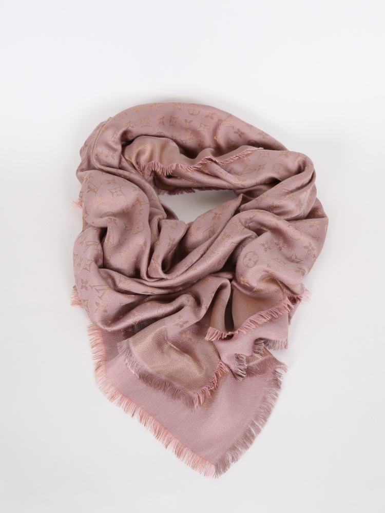 Louis Vuitton Monogram Classic Shawl Rose Poudre Silk