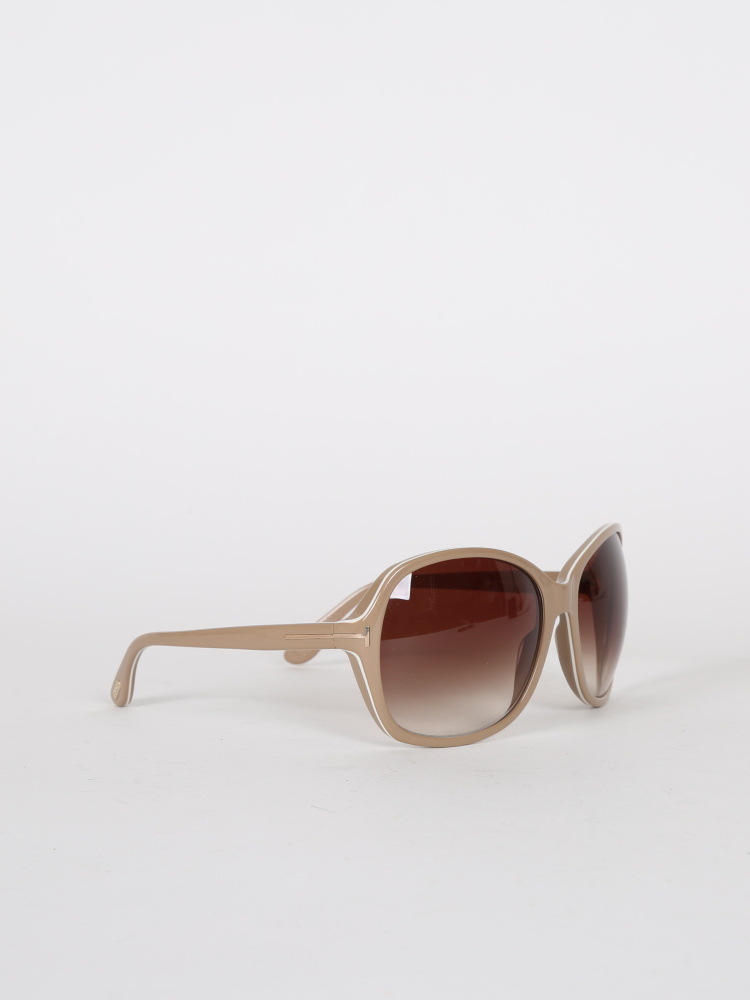 Tom Ford - Sheila Beige Plastic Oversized Sunglasses 