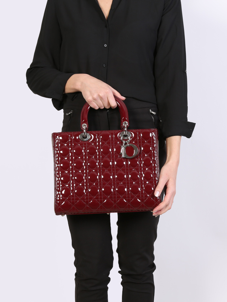 Dior Lady Dior Large Patent Leather Bordeaux www.luxurybags