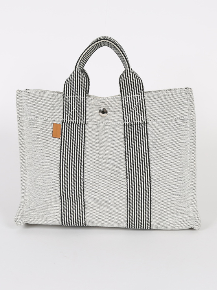 HERMES New Fourre-Tout grey canvas tote selling bag