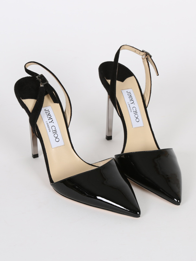 Jimmy Choo Black Patent Pointy Toe Pumps 38 www.luxurybags