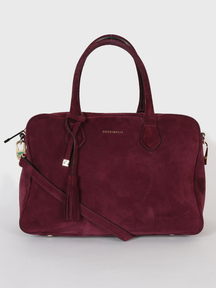 Coccinelle London Suede Leather Purple Tote with Strap www