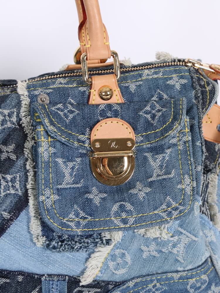 Louis Vuitton Limited Edition Blue Denim Patchwork Denim Speedy