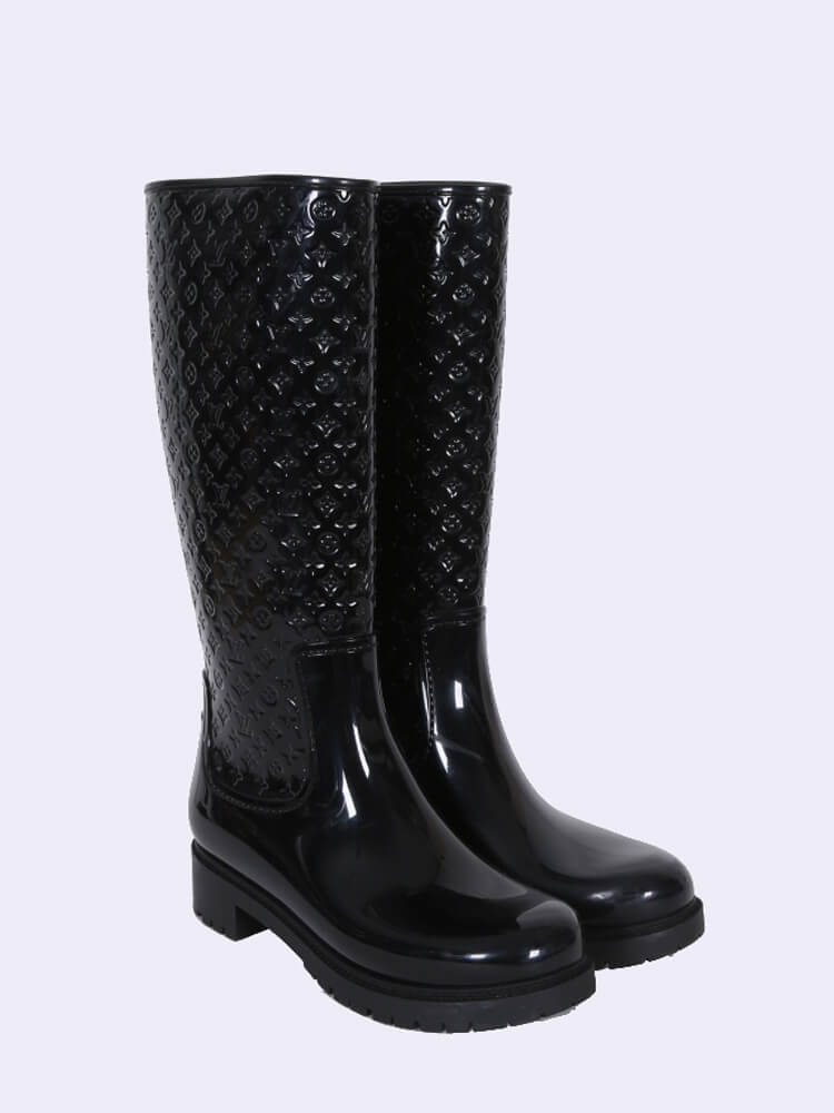 Louis Vuitton black monogram rubber splash rain boot ☔️ size 39