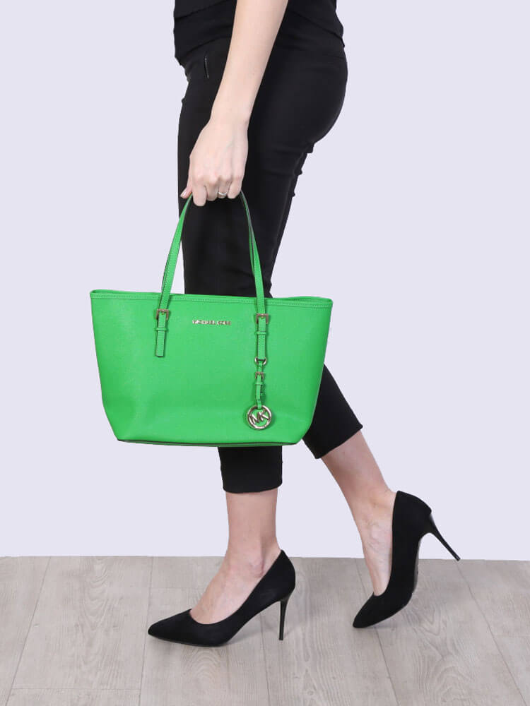 Michael Kors Jet Set Travel Small Saffiano Leather Tote Green www.luxurybags