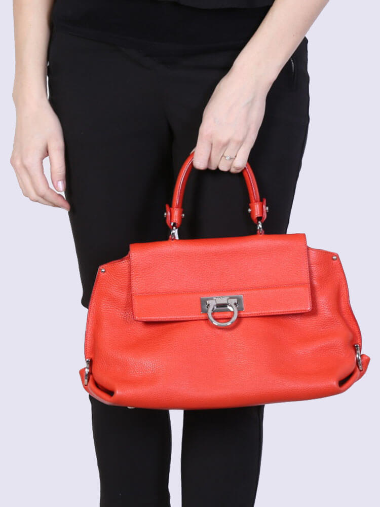 Salvatore Ferragamo Sofia Medium Leather Bag Orange www.luxurybags