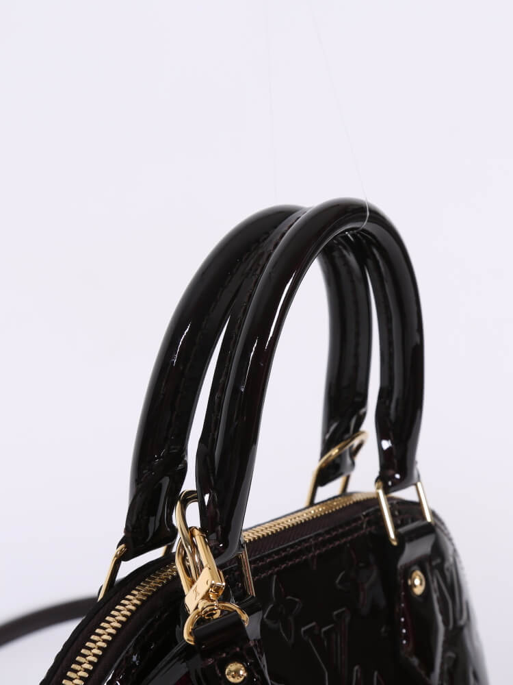 VERKAUFT - Louis Vuitton M91678 Alma BB Monogram Vernis Amaranth Tasche  Handtasche * wie NEU mit Rechnung von 2019