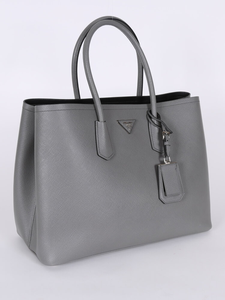 Prada double bag grey sale