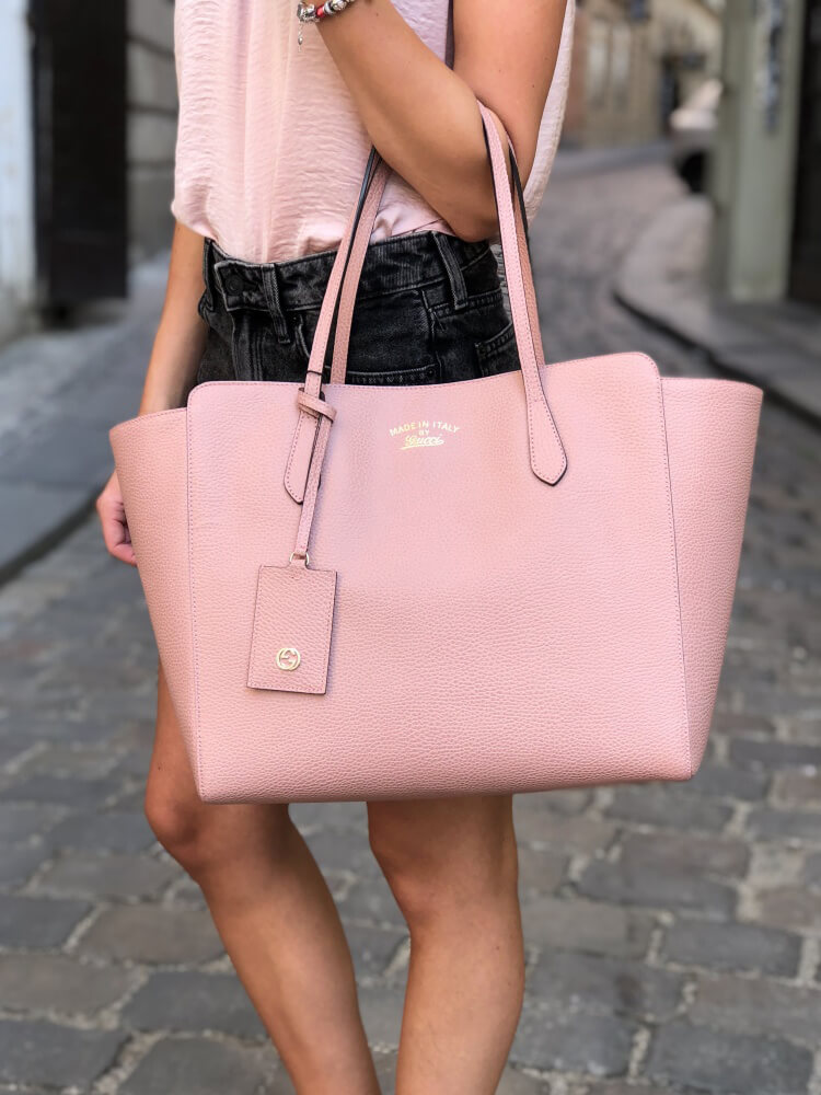 Pink Gucci Small Swing Tote Bag