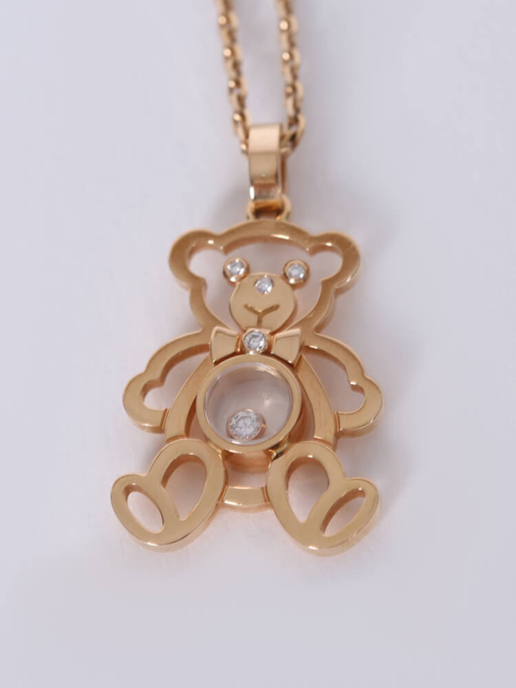 Chopard Happy Diamonds Teddy Bear 18kt Rose Gold Necklace www