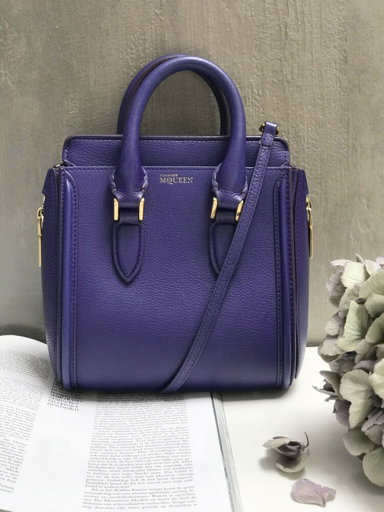 Alexander McQueen Heroine Mini Leather Bag Violet www.luxurybags