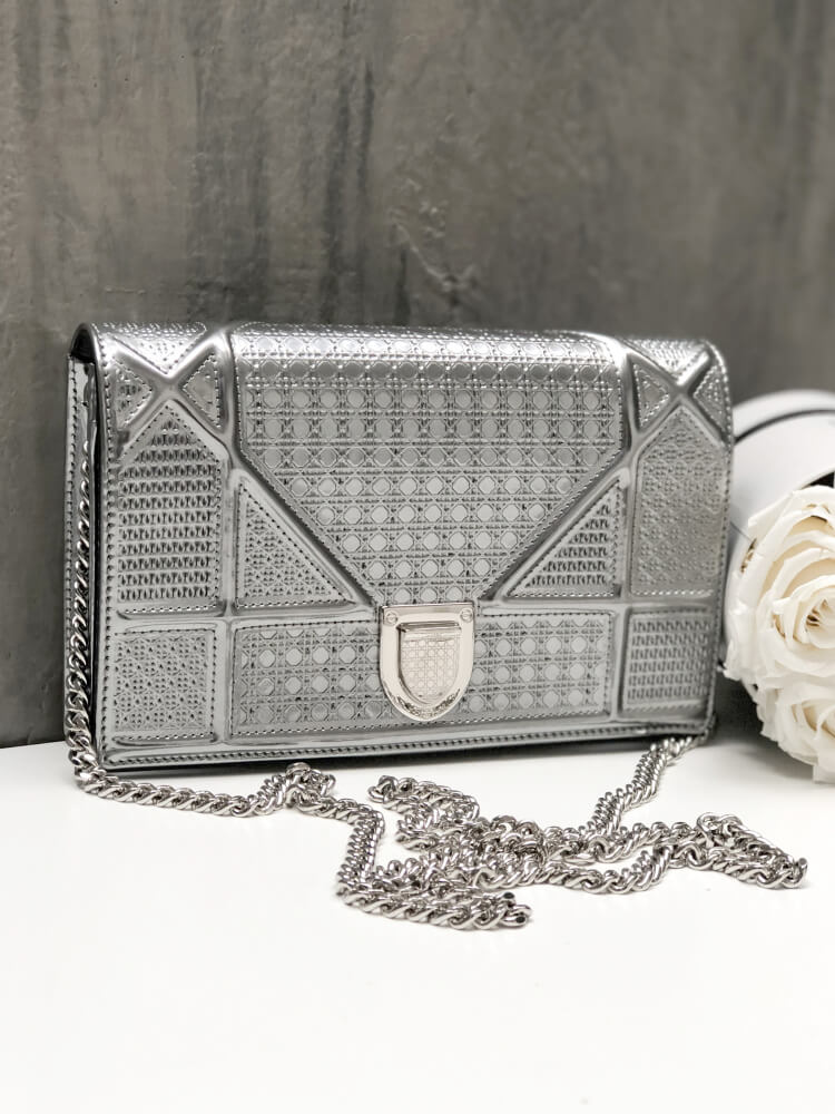 Dior Diorama Micro Cannage Calfskin Wallet on Chain Clutch www.luxurybags