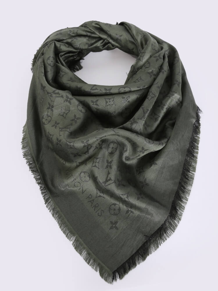 Louis Vuitton Olive Monogram Voile Shawl Scarf - Yoogi's Closet