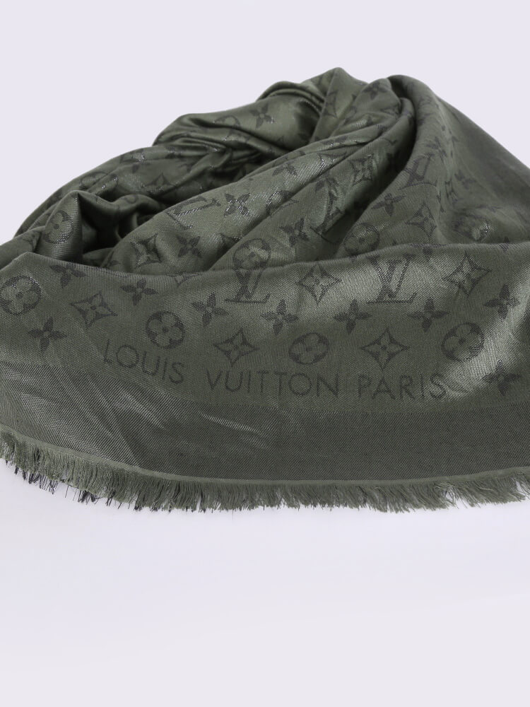 Louis Vuitton Olive Monogram Voile Shawl Scarf - Yoogi's Closet