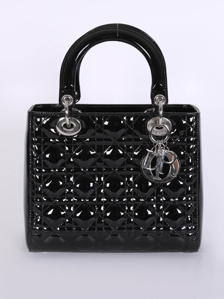 Lady dior medium deals patent black