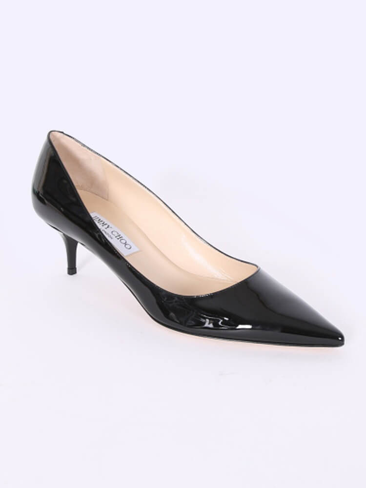 Black patent kitten heel pumps on sale