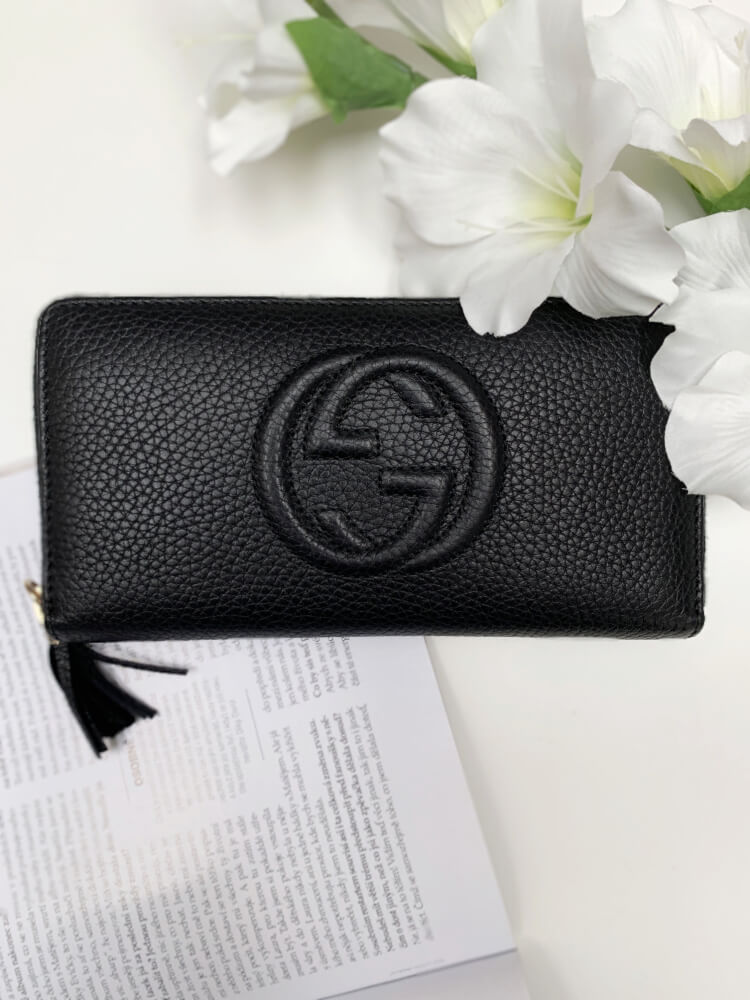 Gucci Soho Leather Zip Around Wallet Black www.luxurybags