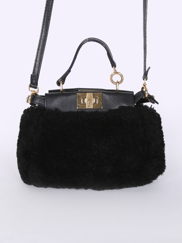 Fendi Micro Peekaboo Shearling Noir www.luxurybags