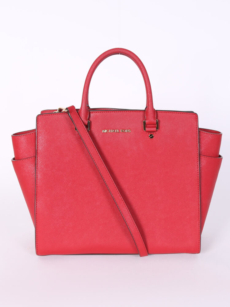 Michael Kors Selma Saffiano Leather Tote Red www.luxurybags