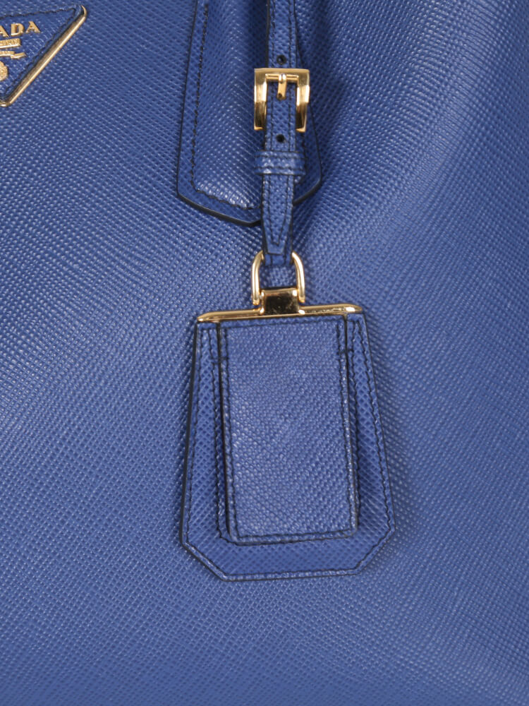 Prada Saffiano Cuir Baltico Double Handbag / Tote - Dark Blue