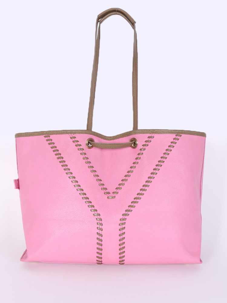 Yves Saint Laurent Neo Double Reversible Tote Pink Brown www.luxurybags