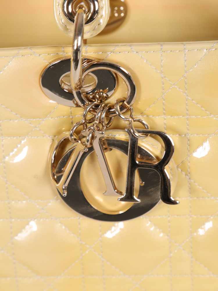 Lady dior sale yellow bag