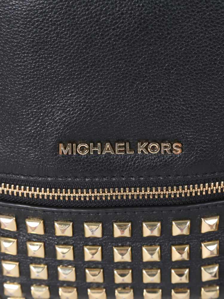 Michael Kors Rhea Medium Studded Leather Backpack Black www.luxurybags