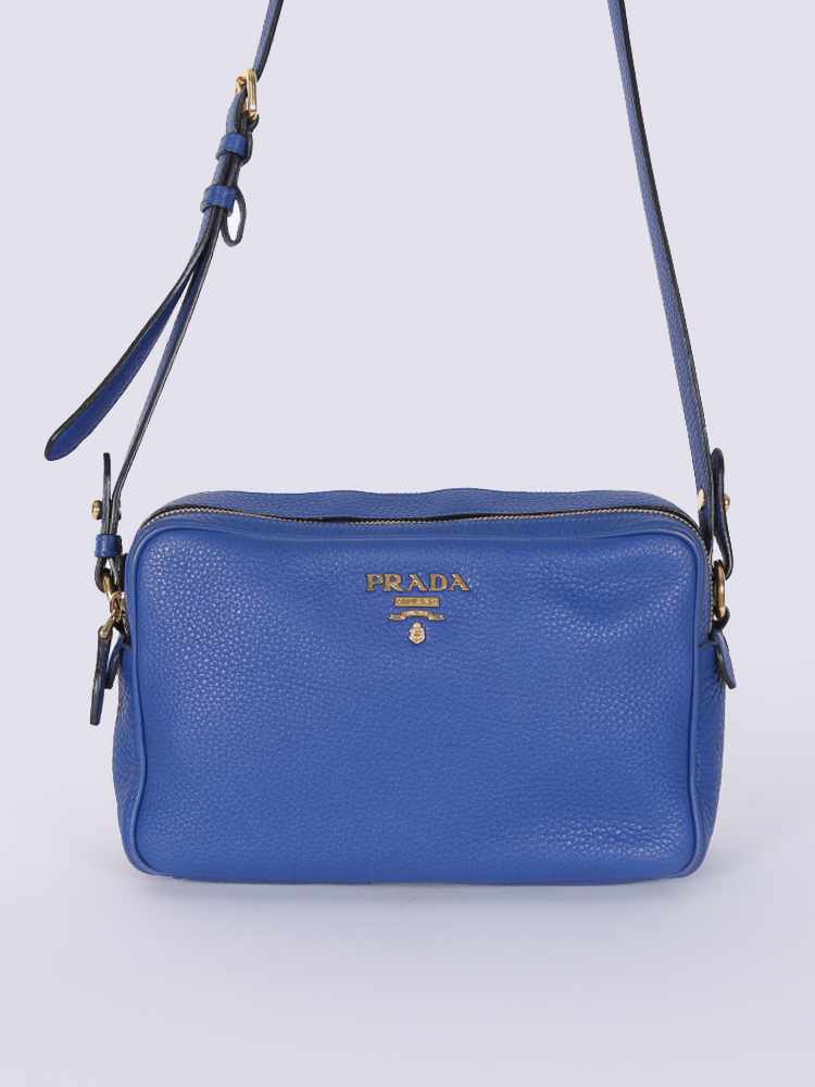 Prada Vitello Double Zippy Camera Bag Bluette www.luxurybags