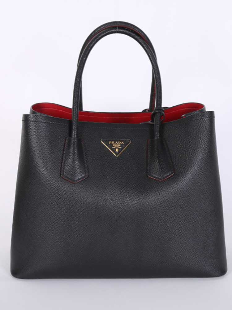 Prada Double Bag Large Saffiano Cuir Nero Fuoco www.luxurybags