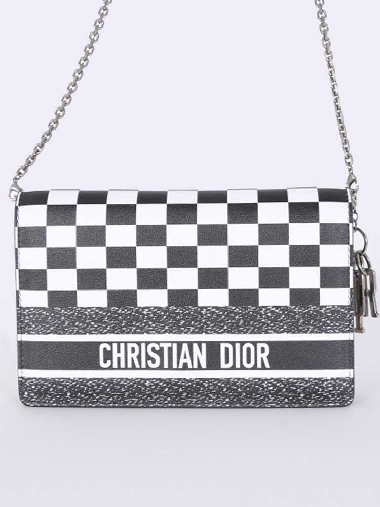 Black and white checkered purse dior sale