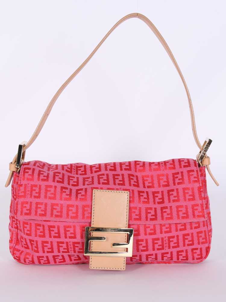 Fendi Baguette Zucchino Pochette Pink Red www.luxurybags