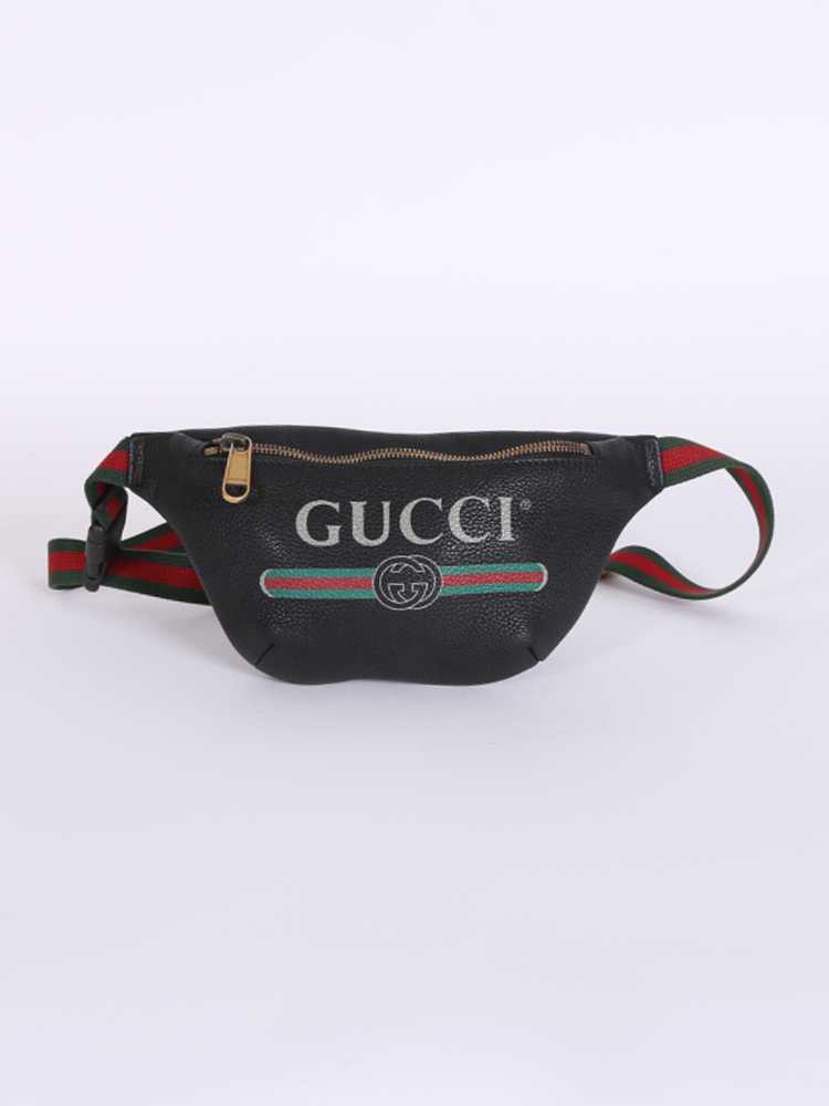 Gucci GG Gucci Print Small Leather Belt Bag Nero www.luxurybags