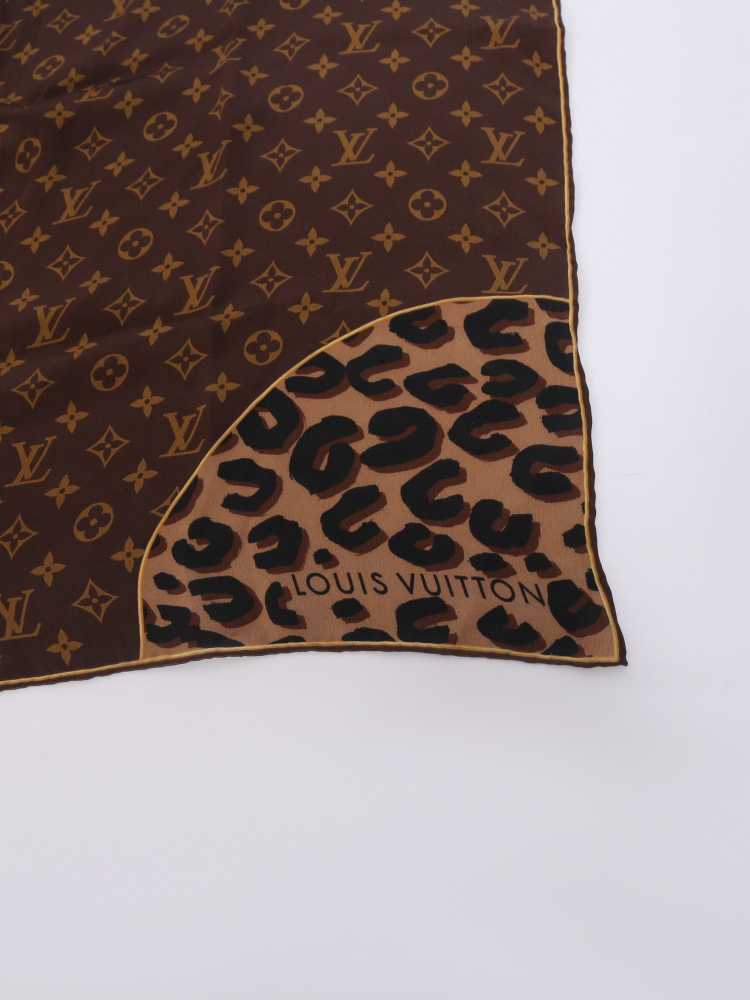 louis vuitton 100% Silk Monogram logo Carre Scarf 90cm Brown in Box #3297