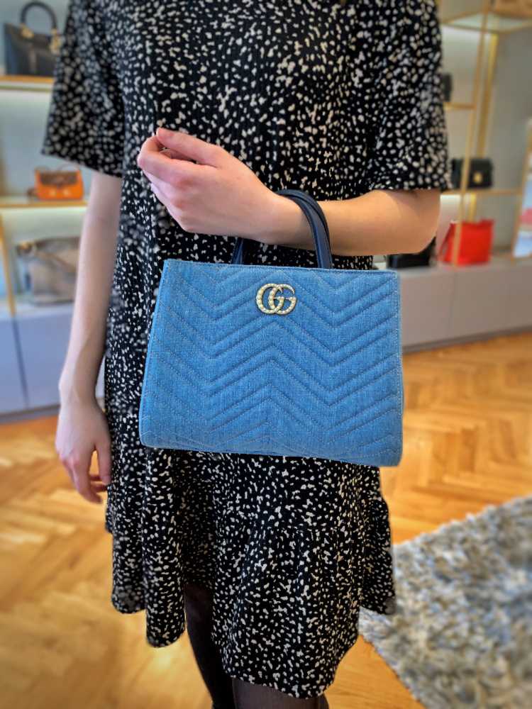 Gucci marmont denim on sale bag