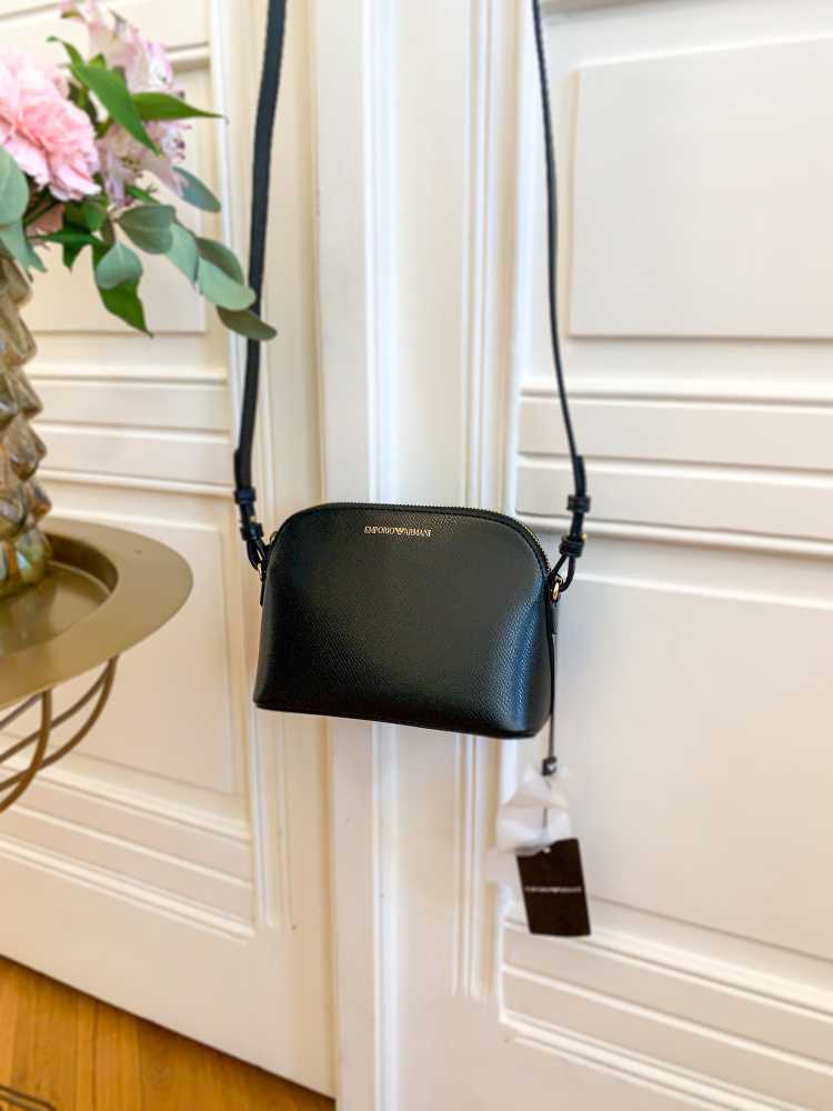 Emporio Armani Saffiano Leather Small Crossbody Black www.luxurybags