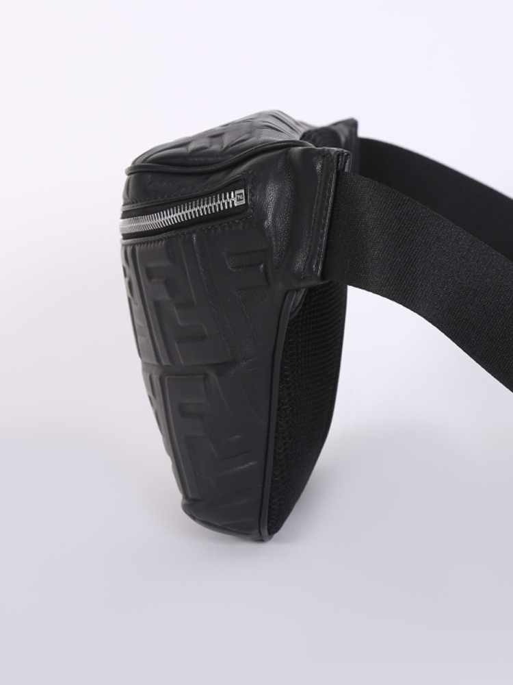 Fendi FF Embossed Calfskin Belt Bag Black www.luxurybags