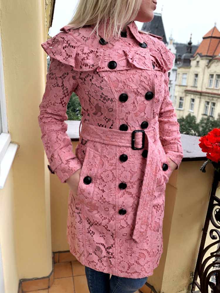 Burberry - Cotton Lace Trench Coat Pink 32 