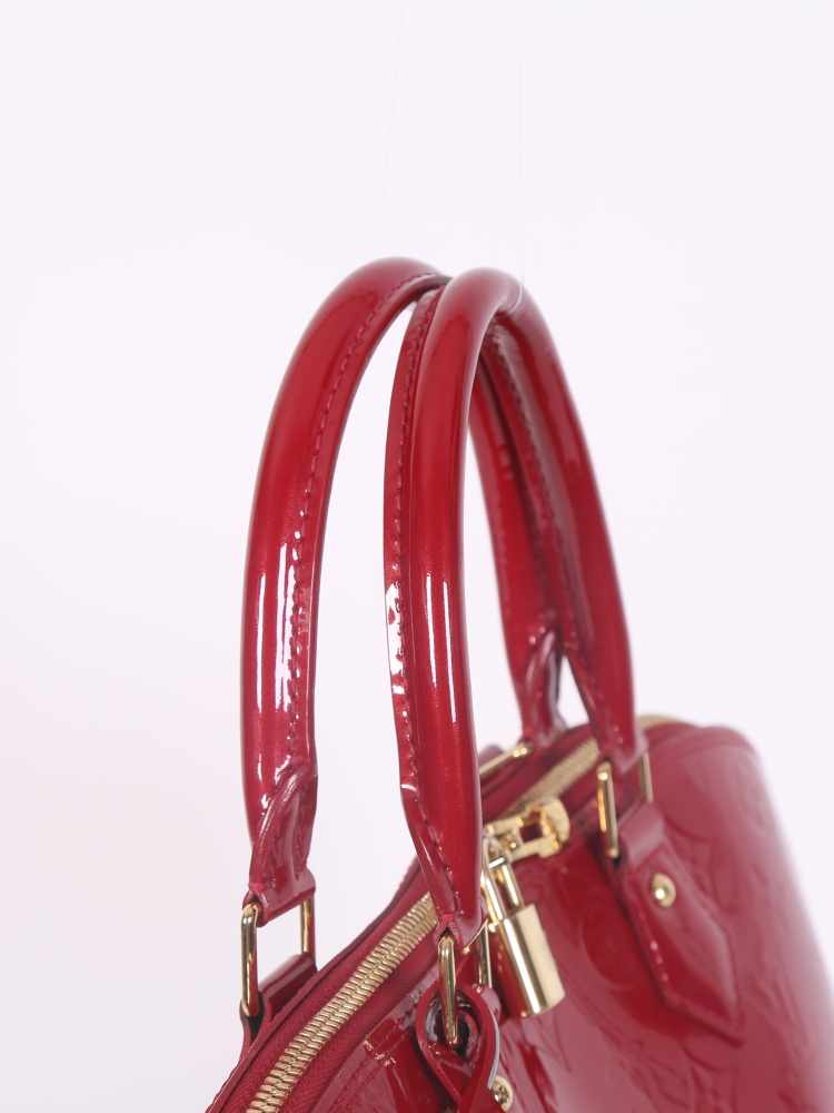 LOUIS VUITTON Louis Vuitton Alma GM Handbag M93596 Vernis Pomme D'Amour Red  MI2079 Women's