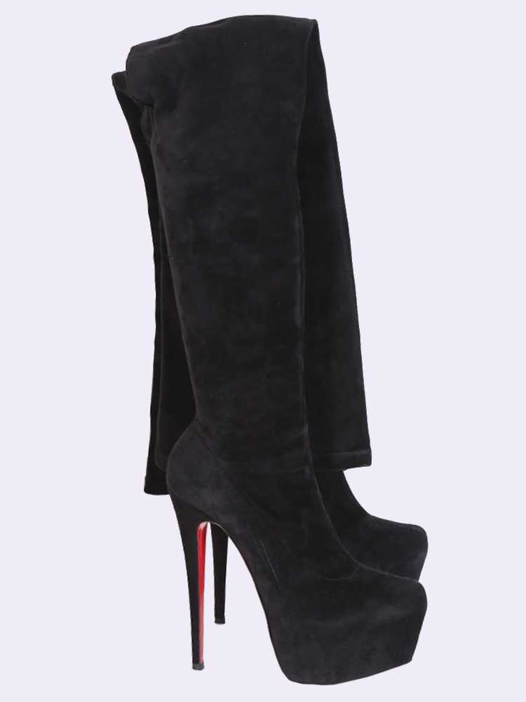 Christian Louboutin Monicarina Veau Velours Stretch Tigh High Boots Black Luxurybags De