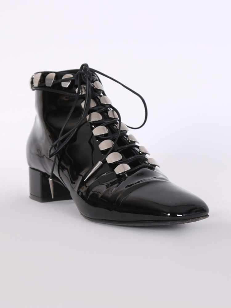 Black patent leather lace up shoes on sale