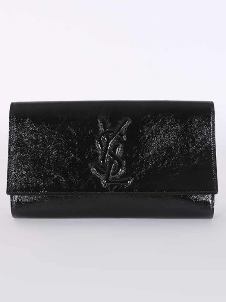 Ysl black on black clutch sale