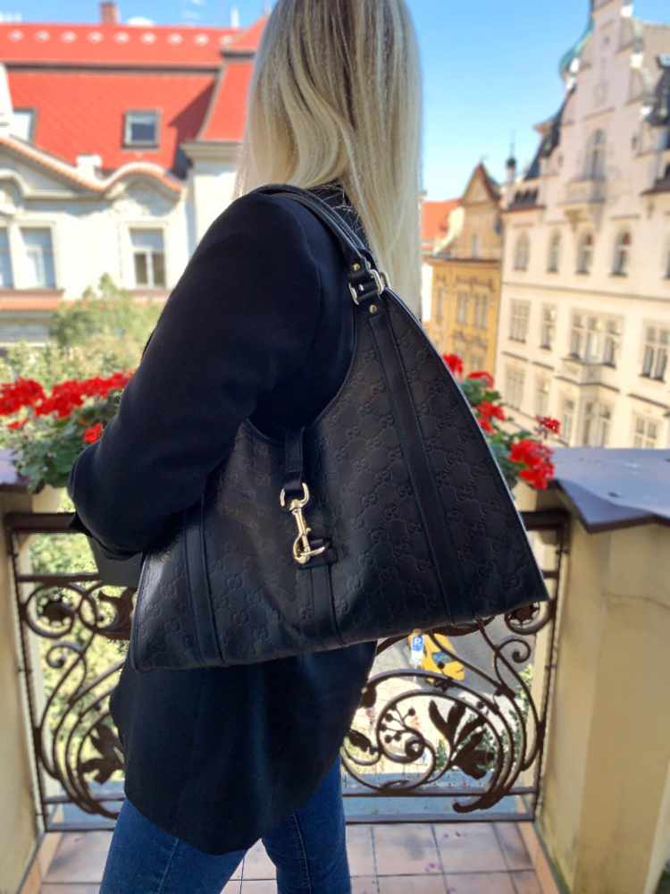 Black guccissima bag sale