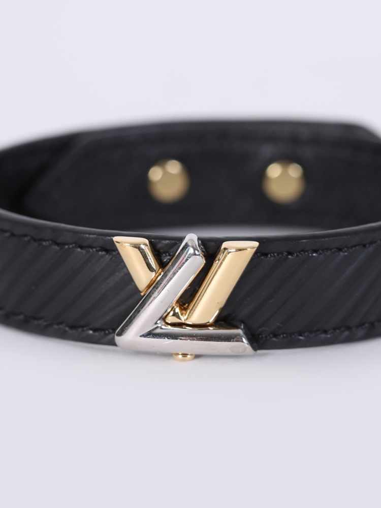 bracelet louis vuitton lock it 19 cm m6305e cuir noir