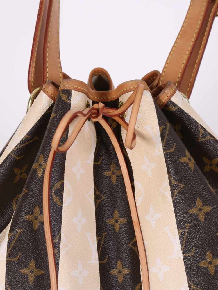 Louis Vuitton Brown Monogram Rayures Noe White Leather Cloth ref