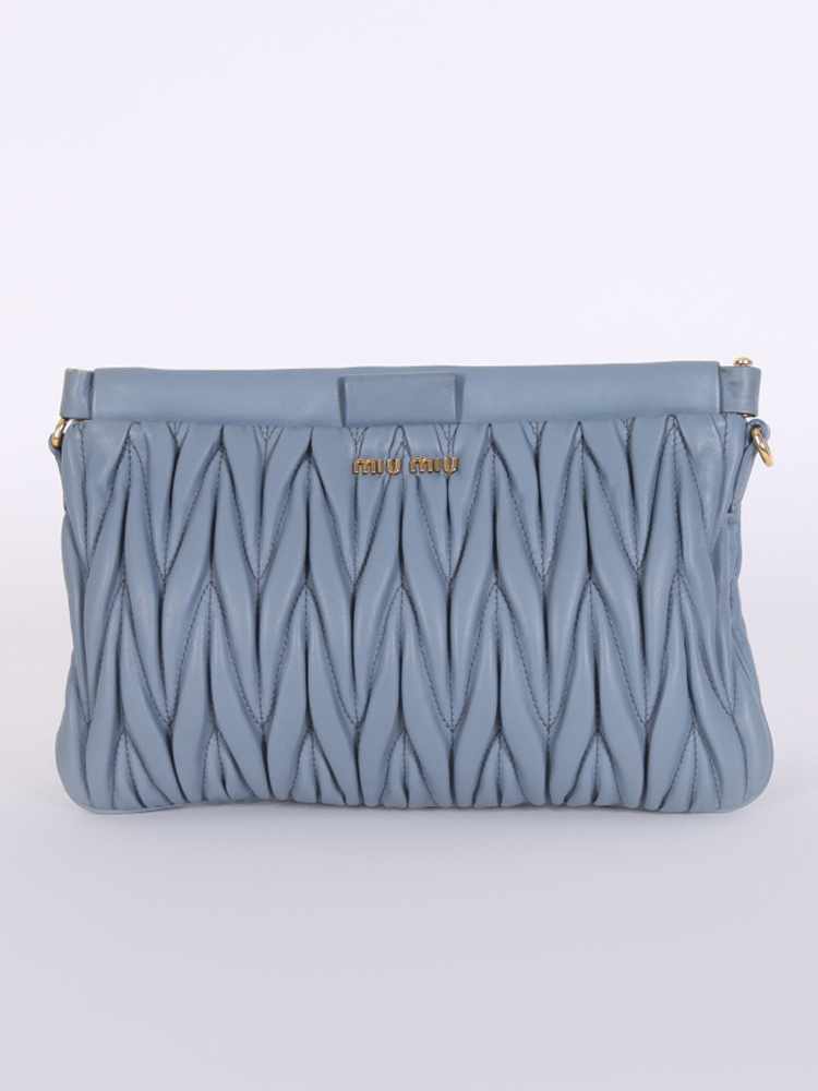 Blue leather clutch sale