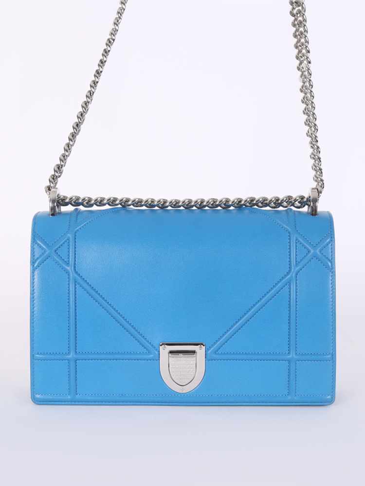 Dior Diorama Lambskin Flap Bag Blue www.luxurybags