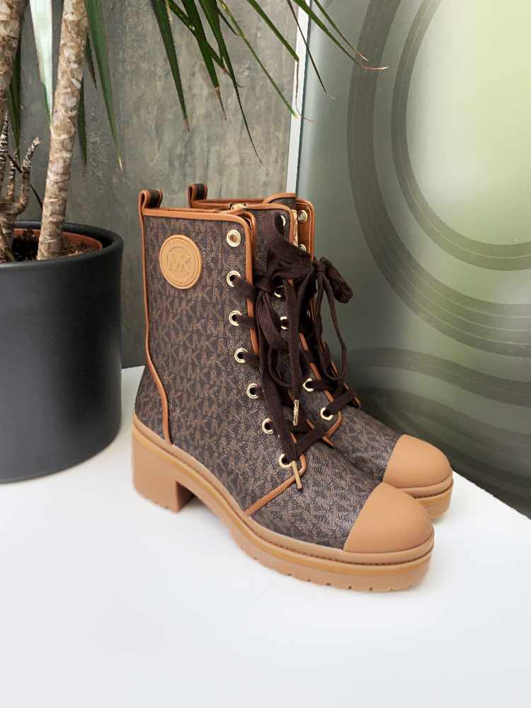 Michael Kors - Corey Logo Jacquard Combat Boots Brown 40,5 |  