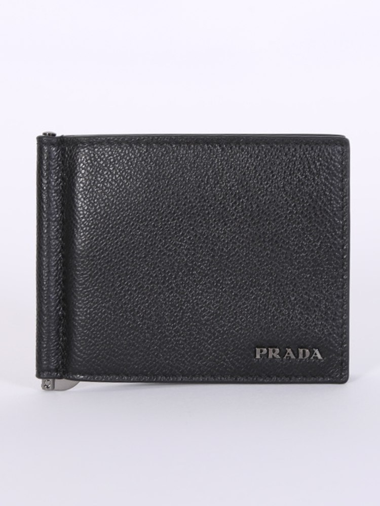 Prada Vitello Micro Grain Men Wallet Nero Baltico www.luxurybags